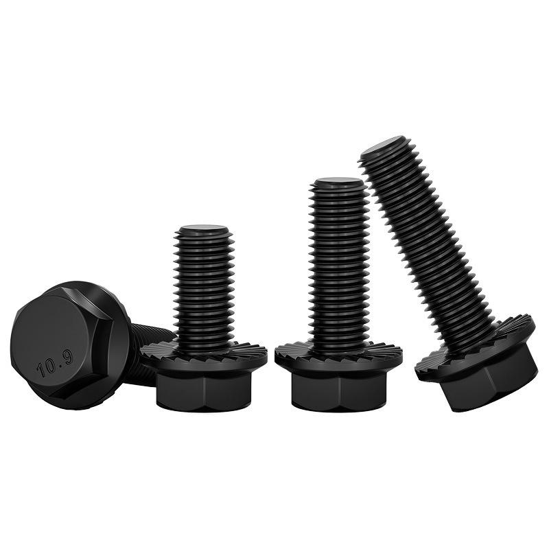 Yigu Grade 10.9 High-Strength Oversized Black Hex Flange Screw with Anti-Slip Washer (M6-M12)