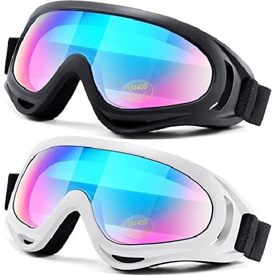 Motorcycle Goggles 2 Pack - ATV Dustproof Dirt Bike Goggles For Ski Racing Riding, Off Road Waterproof Motocross