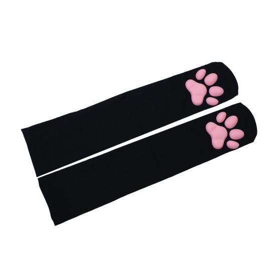 Cat Paw Thigh High Socks for Women 3D Toe Beans Cat Claw Pad Socks Elastic Knee-High Stockings with Silicone Grips Animal Cosplay Outfit