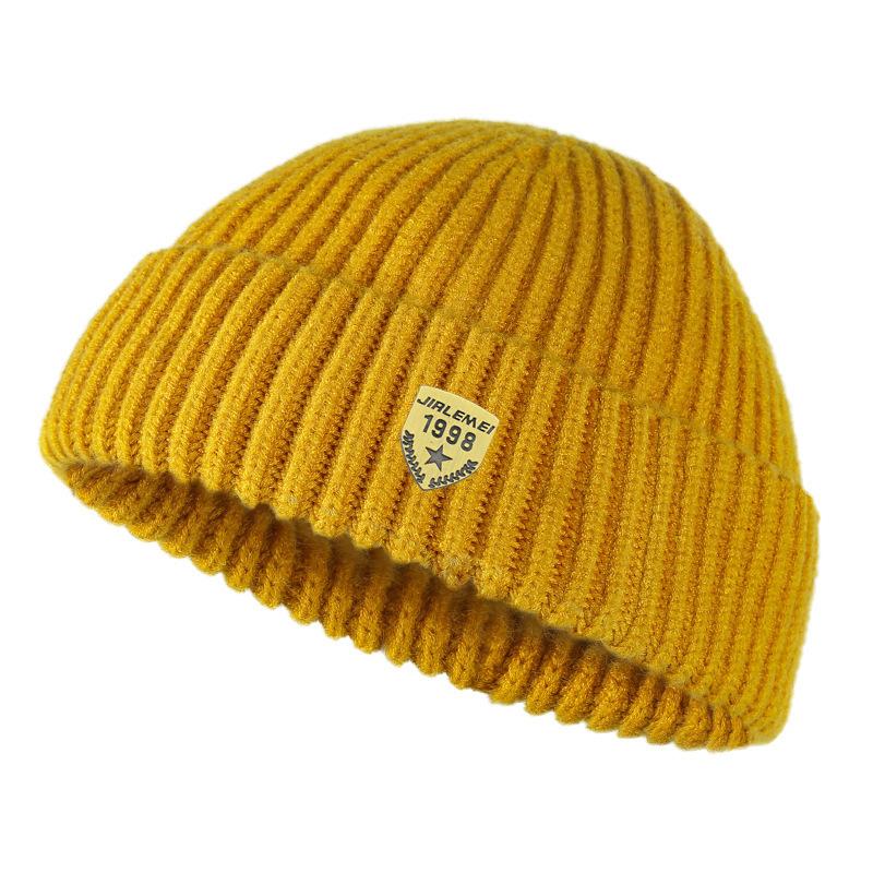 1pc Men Beanies Skullcap Street Style Hip Hop Brimless Baggy Melon Cap Cuff Fisherman Beanies Hats Winter Warm Knitted Bonnet