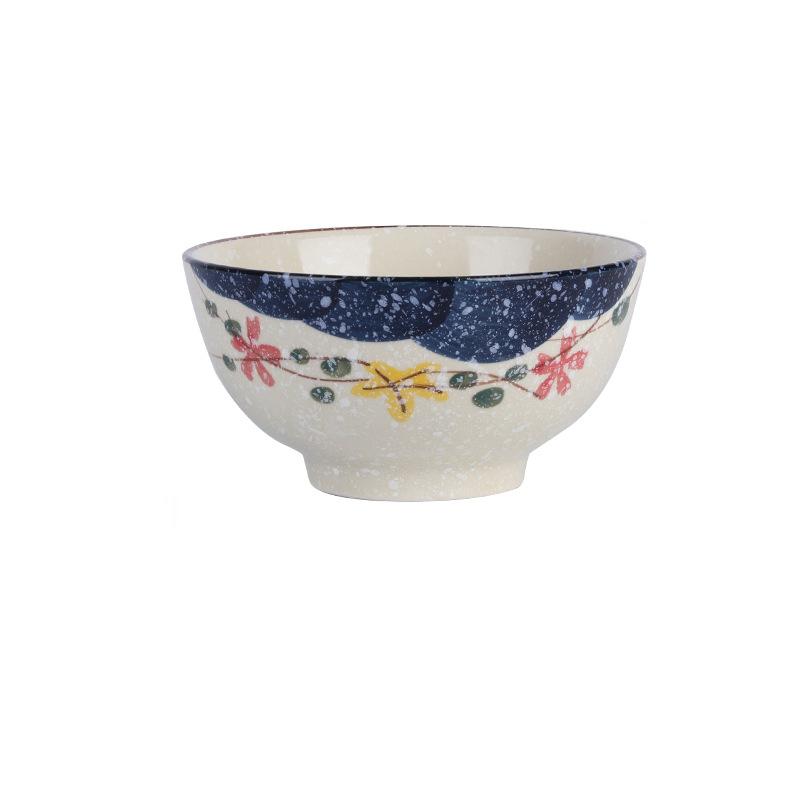 5inch Japanese Style Ceramic Rice Bowl Cereal Soup Dessert Snack Bowl Kitchen Salad Serving Bowl Tableware Microwave Safe 1pcs