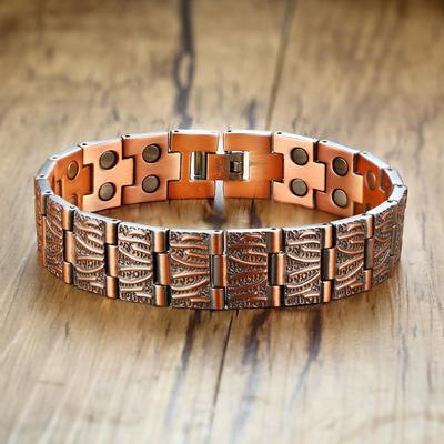 Ikuinen pur cuivre Bracelets hommes main chaîne Vintage Bracelet thérapie magnétique Bracelet 21.5 cm cuivre santé énergie bijoux
