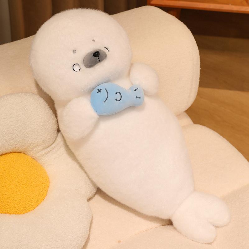 Super Cute Seal Plush Doll Lifelike Comfortable Sea Otter Throw Pillow Stuffed Animal Sleep Companion Doll Birthday Gift