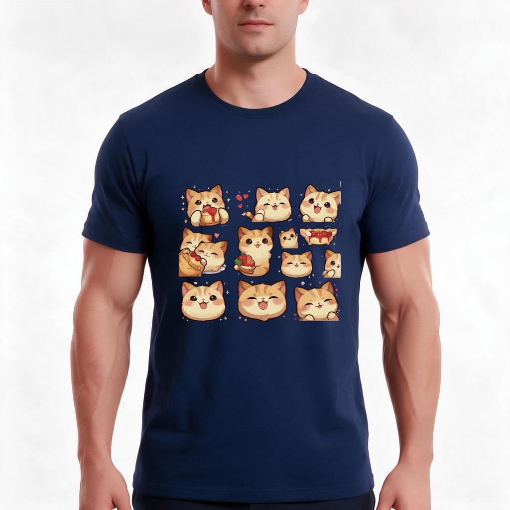 Chibi Cat Tshirt Summer Casual Cotton Tee Oversized Streetwear Tops Vintage Graphic Print Loose Fit Short Sleeve