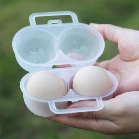 Yousheng Portable Egg Box, with 2 Compartments Design, Food-Grade PP Egg Holder, Leakproof Egg Holder with Handle for Camping Picnic