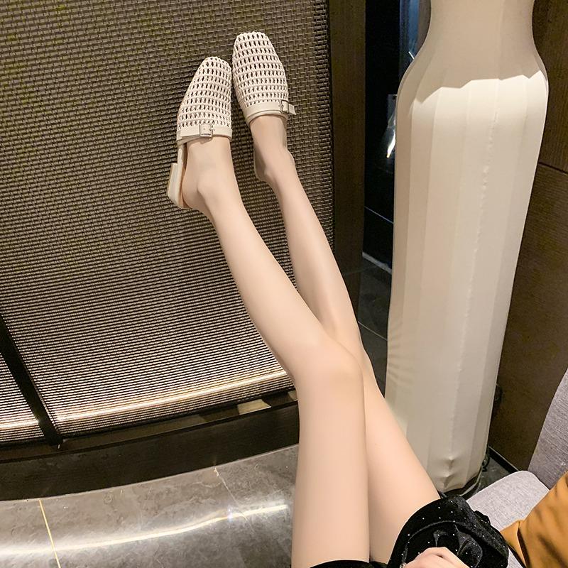 Fashion Women Mesh Mules Shoes Luxury New Slippers Flats Sandals 2025 Designer Hollow Summer Slingback Casual Shoes Buckle Woman Zapatos