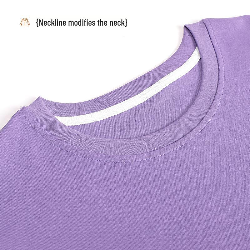 Women's Double-Sided Cotton Pajama Set: High-End, Skin-Friendly, Round Neck Pullover - Perfect for Home Wear