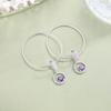 Fashionable Large Circle Exaggerated Earrings 925 Sterling Silver Inlaid with Natural Amethyst Blue Gemstone Round Earrings