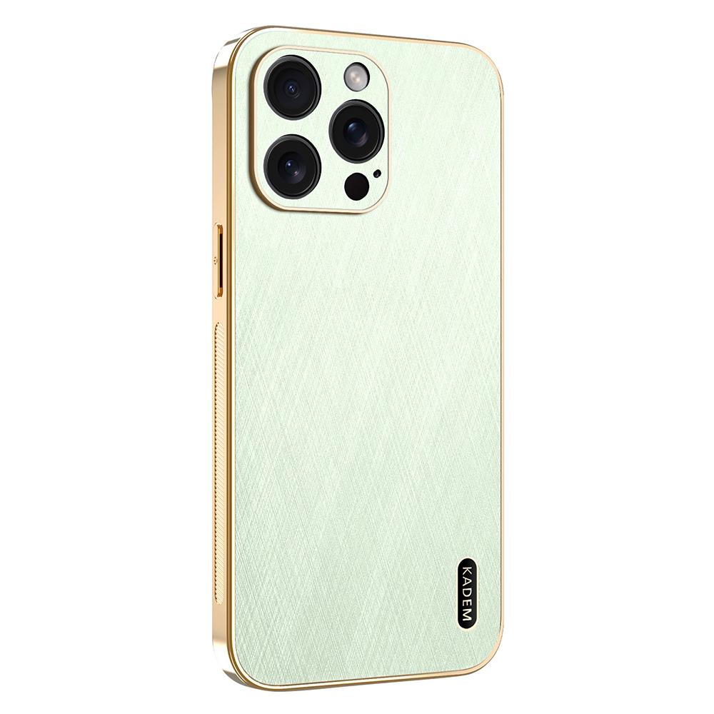 KADEM Pour iPhone 15 Pro Max Coque Électroplaquée Texture Soie PU+TPU Coque Arrière de Téléphone