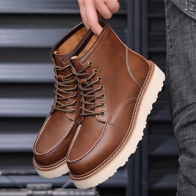 Herren 2024 Retro Britischer Stil Echtleder Winter High Top Martin Arbeits- & Motorradstiefel