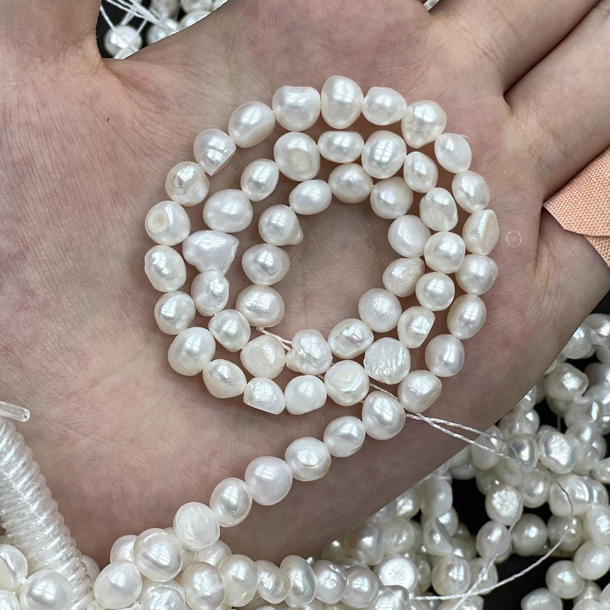 1 Strand Natural White Freshwater Nugget Pearl Beads 7-8mm 36cm, Baroque Loose Pearl Beads For DIY Bracelet Necklace Jewelry 1Strand/7-8mm-36cm белый