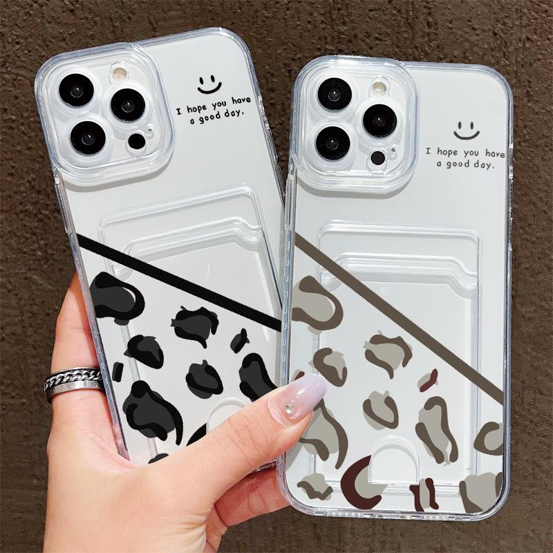 Card Slot Holder Silicone Wallet Pocket Case For Oppo A38 A58 A60 A78 Vivo V27E V27 Pro Samsung A06 A16 A36 A56 Redmi Note 13 Cover Clear Phone Bumper