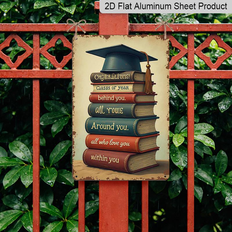 2D Flat 1pc Retro Graduation Congratulations Sign - Humorous Aluminium Wall Decor Suitable for Home, Office, Club or Outdoor - New Beginnings Gift