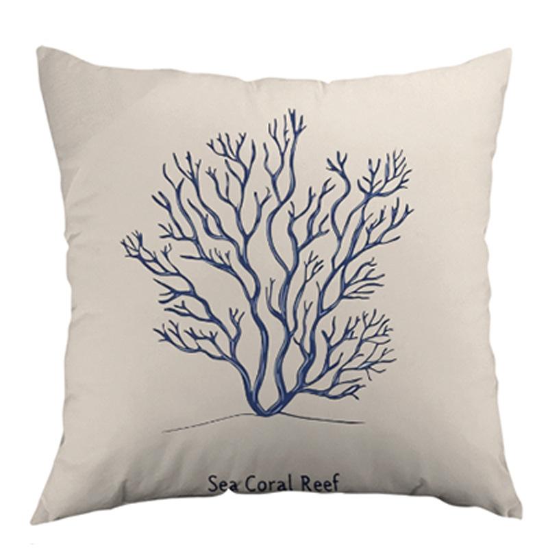 New Pillowcase Ocean Series Seahorse Coral Pattern Pillow Office Pillow Pillowcase