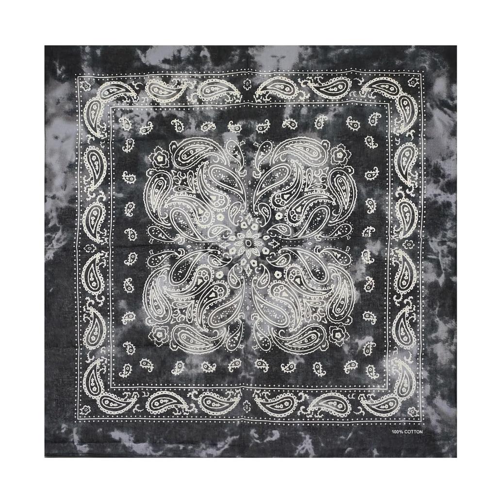 Trifong Paisley Bandana Black Tie-Dye Cotton 100% Adults 55cm X 55cm Black