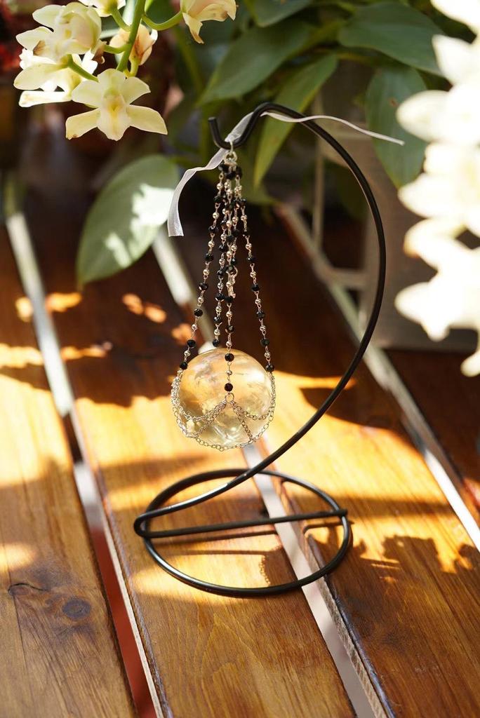 Wooden & Metal Mineral Crystal Ball Display Stand