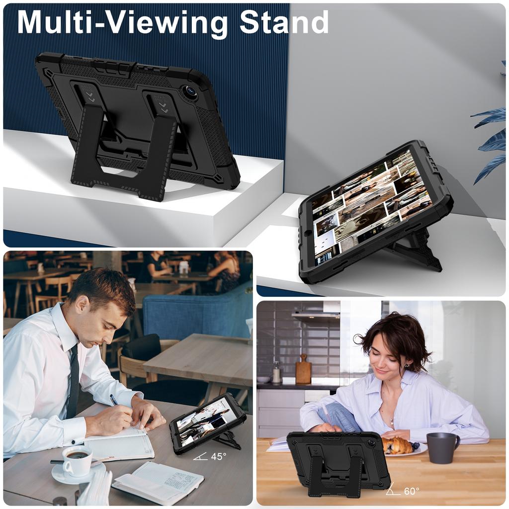 For Samsung Galaxy Tab A9+ Case with Kickstand Strap Anti Drop PC+Silicone Tablet Cover
