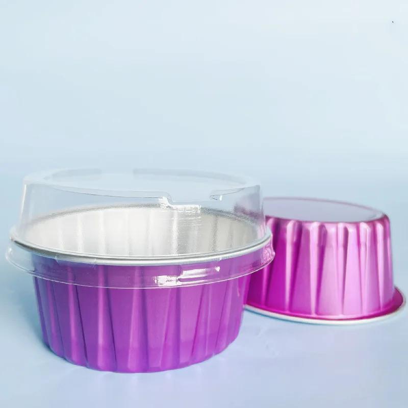 

50Pcs Foil Ramekins Cupcake Baking Cups Holders Cases With Lid,Aluminum Foil Cupcake Liners,Muffin Liners Cups With Lid