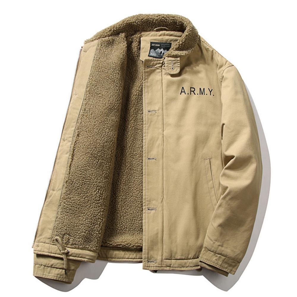 Lamb wool short coat men's winter thickened fur collar fleece tooling bomber jacket cotton coat lamb wool cotton coat