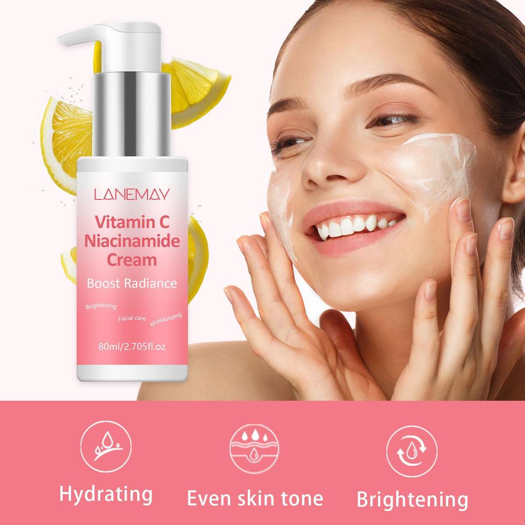 Vitamin C Niacinamide Cream-Deep Hydration, Brightens Skin-Immproves Skin's Resiliency-80ml
