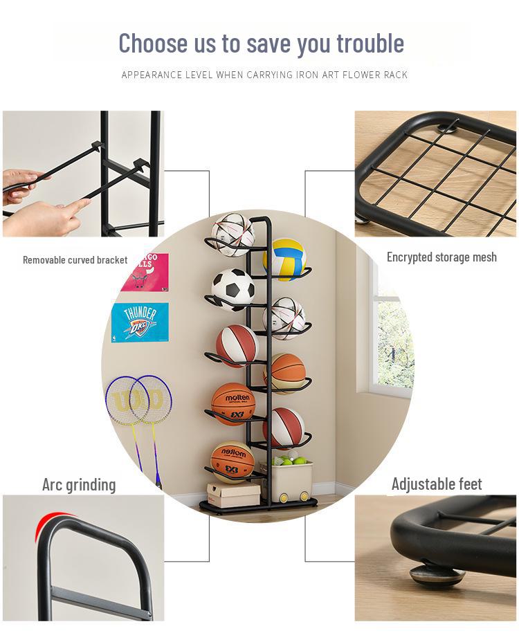 Multisport-Aufbewahrungsregal für Basketball, Fußball, Schläger und Fitnessgeräte