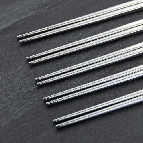 AOOSY Chopsticks, Set of 10, 24cm, Stainless Steel, Korean Metal, Vacuum-Sealed, Lightweight, Korean Tableware, Made In Our Own Factory, Mirror Finish