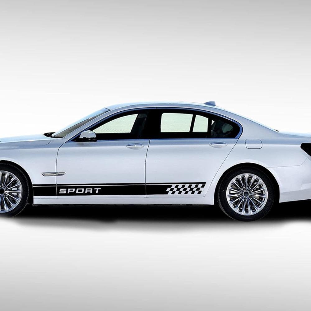2Pcs PVC Car Side Skirt Decal Stickers 74.80x4.72in Car Body Sticker Decorations  for Car,Truck,SUV