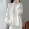 2026 Women's Pure Wool Sweater with 3D Floral Embroidery, Round Neck, Loose Fit, Elegant Knitwear