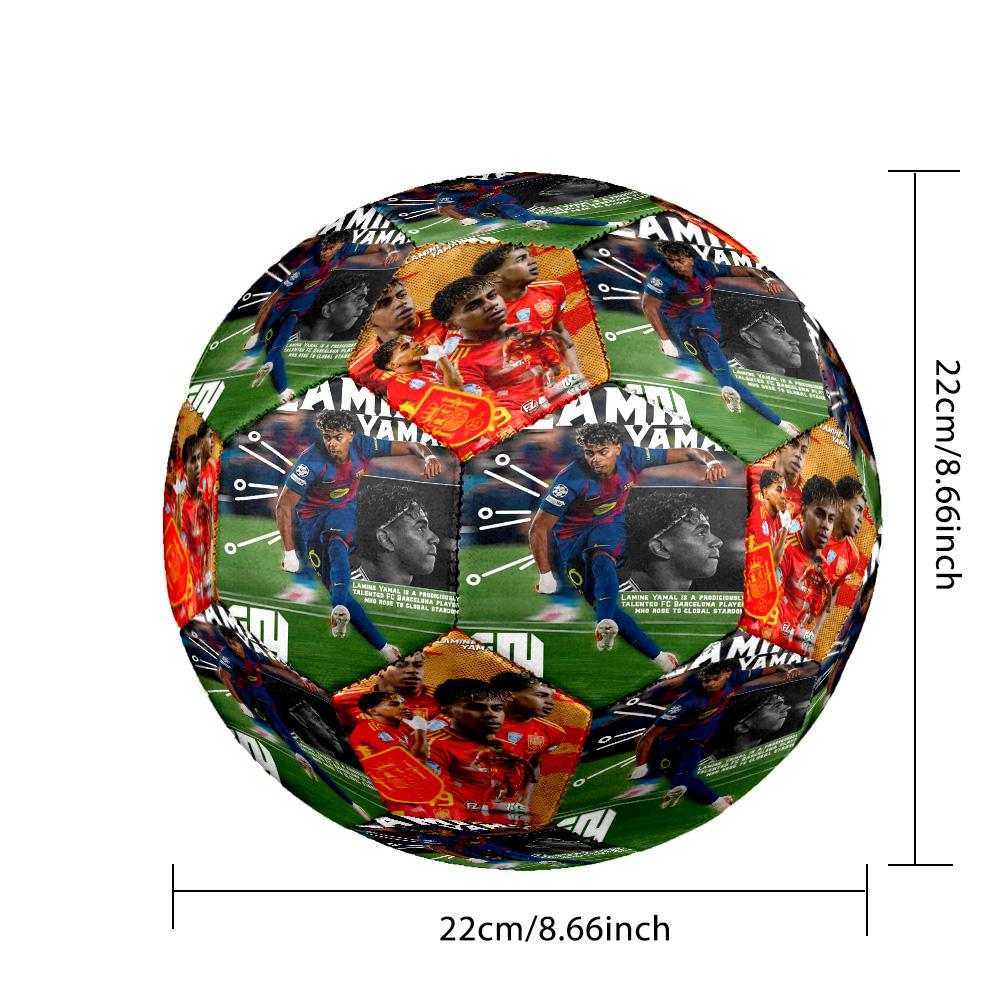 Lamine Yamal 19 Barcelona Player Action Size 5 Soccer Ball Machine-Stitched Indoor/Outdoor Training and Matches Ideal for Soccer Enthusiasts