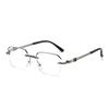 Retro Men Metal Frame Glasses Fashion Rimless Women Eye Protection Anti Blue Light Computer Eyewear