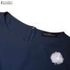 ZANZEA Women Casual Round Neck Mesh Splice Short Sleeve Summer Dress