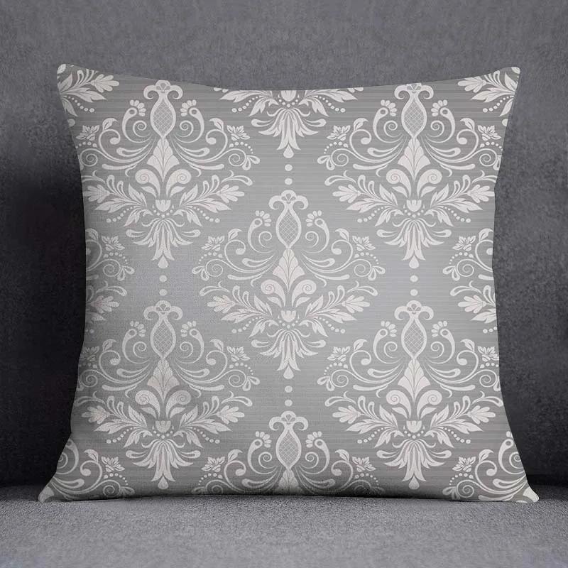 Pillowcase Home Office Decor Cushion Cover Grey Low White Floral Pattern
