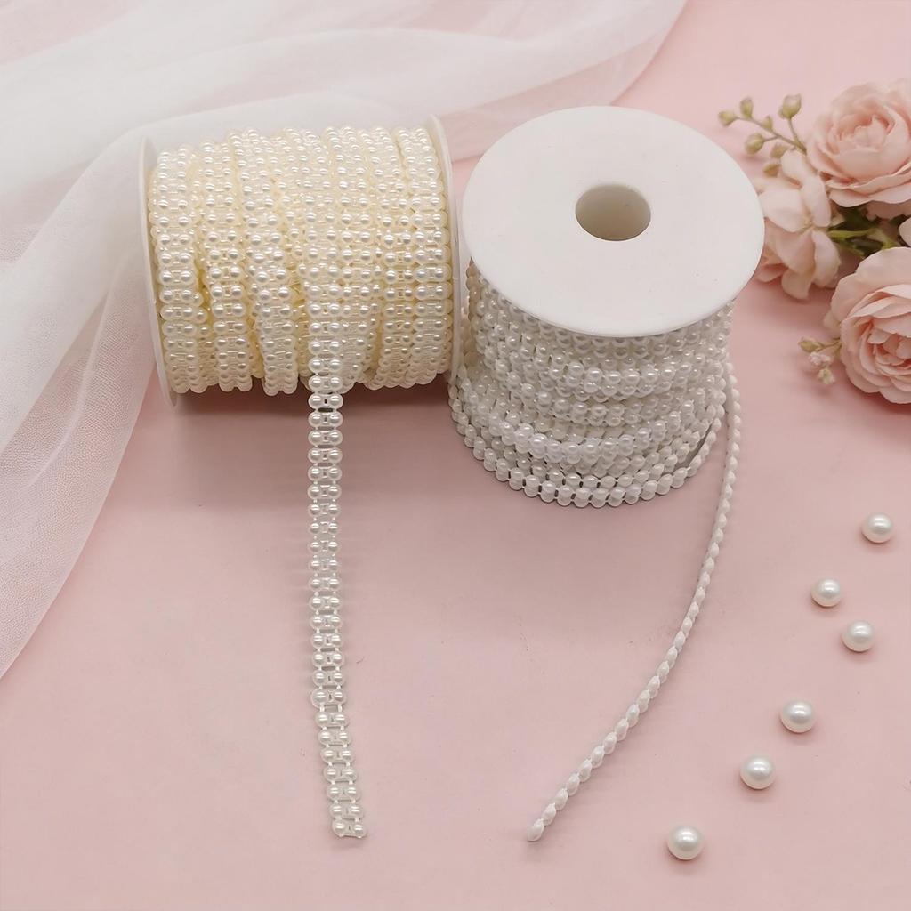Double-Strand Half-Face Imitation Pearl Bead Chain for DIY Necklace and Curtain Decoration