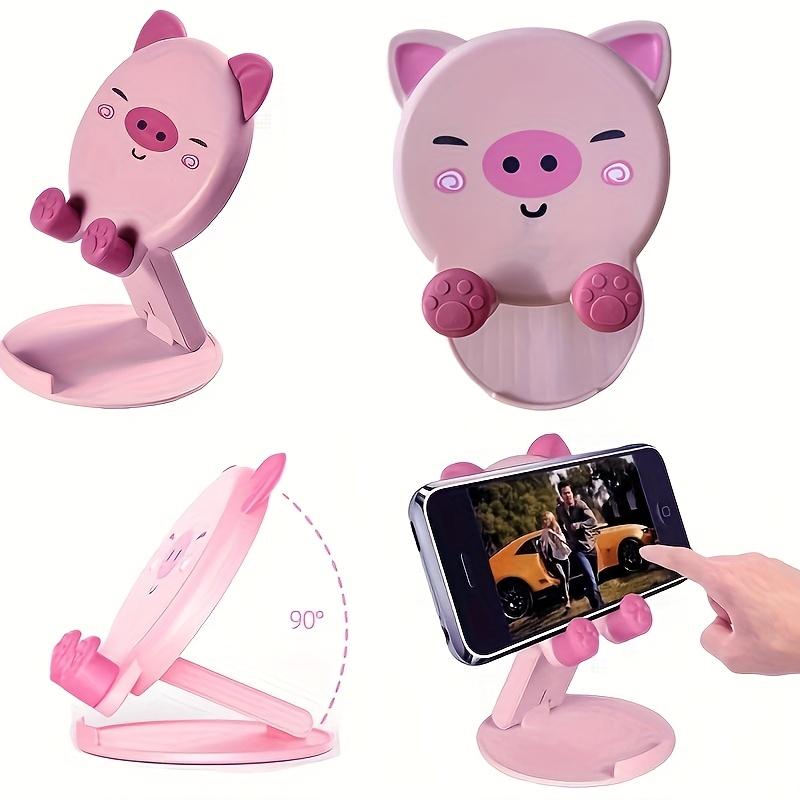 1pc Cute Pig Phone Holder Compatible for all Smartphones - Adjustable Folding Stand, Portable Bank-Shaped Phone Stand for Desk, Bedside, Travel