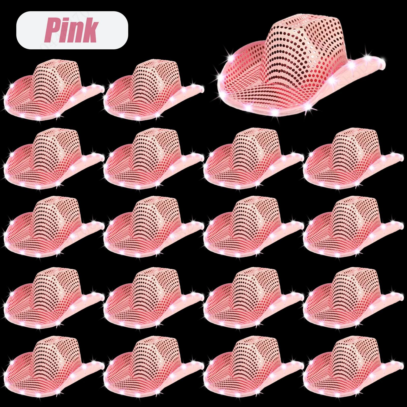 4/6/8/10/12/16Pcs LED Cowboy Hats Bulk for