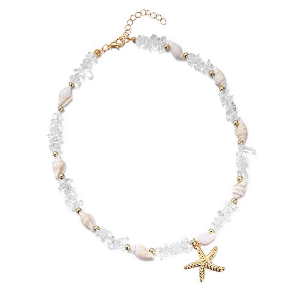 Versatile Beach Jewelry Starfish Pendant Seashells Detailing Lightweight Allergy Safe Necklace For Casual Fashion