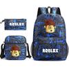 Large Capacity Schoolbag with Shoulder Strap; Student Three-piece Pencil Case Set