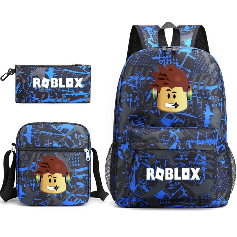 Large Capacity Schoolbag with Shoulder Strap; Student Three-piece Pencil Case Set