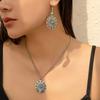 Retro Ethnic Turquoise Coconut Tree Necklace, Simple Threaded Love Necklace Jewelry Set