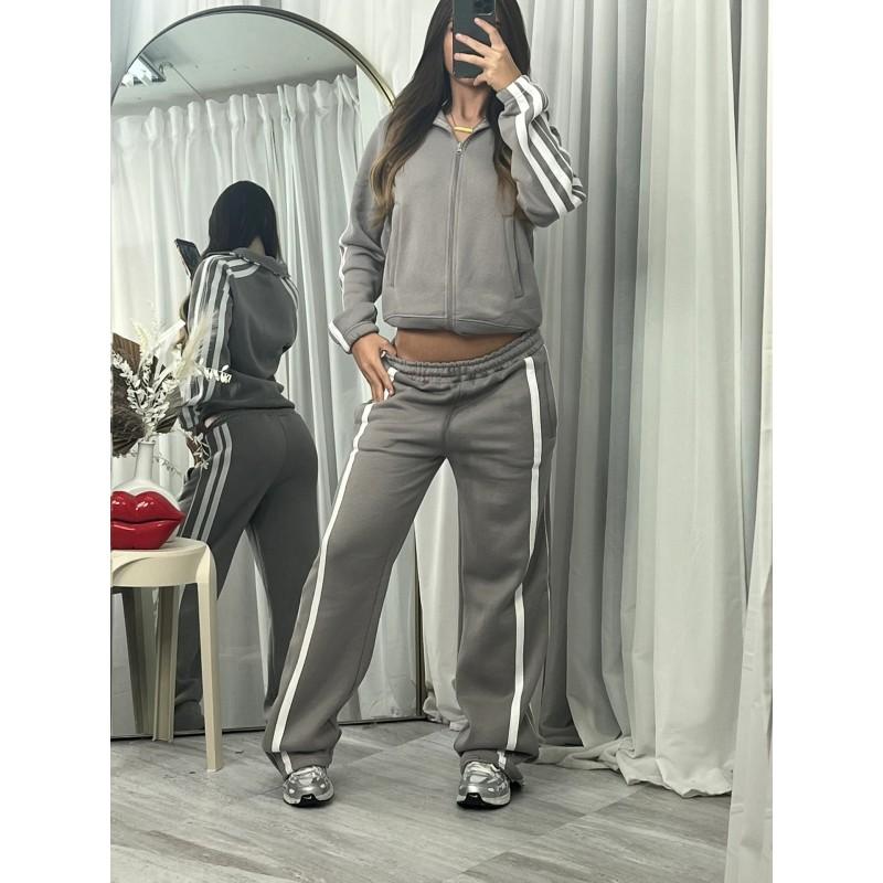 Womens Cotton Blend Long Sleeve Casual Tracksuit Set Striped Loose Fit Streetwear Outfit Fall Winter