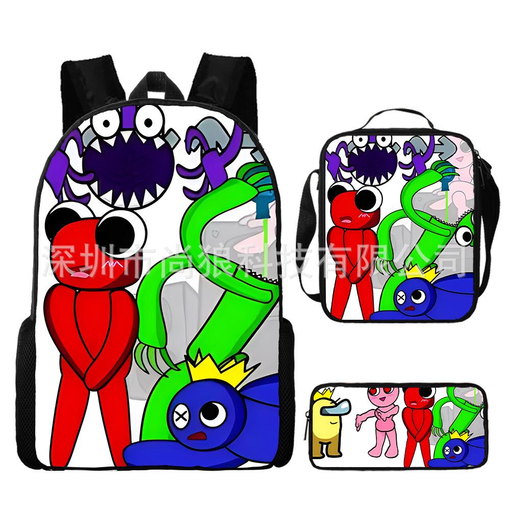 Rainbow Friends Rainbow Friends Student School Bag Digital Printed Oxford Cloth Backpack Satchel Pencil Case