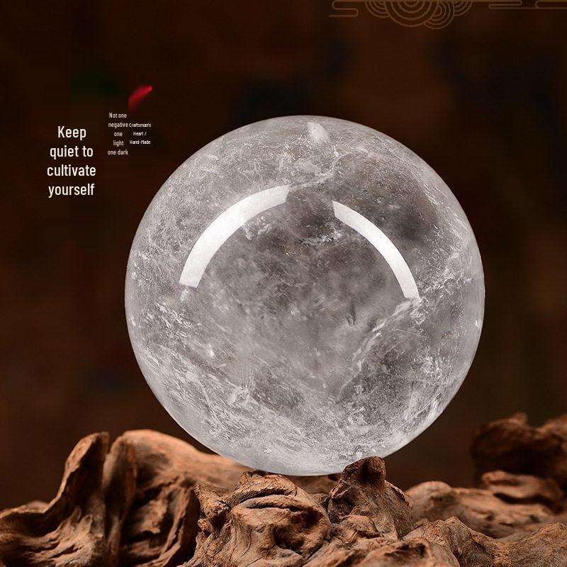 Clear Natural White Crystal Ball - Polished Office Ornament with Various Specifications