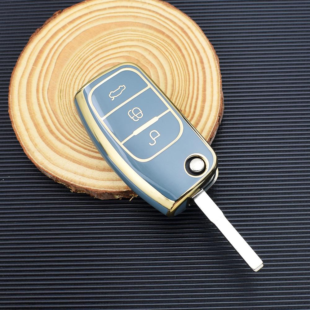 Shell Fob TPU Car Soft Folding Key Case Holder Full Cover For Ford Focus 2 Falcon Escape Galaxy Kuga B-Max C-Max Ecosport Fiesta