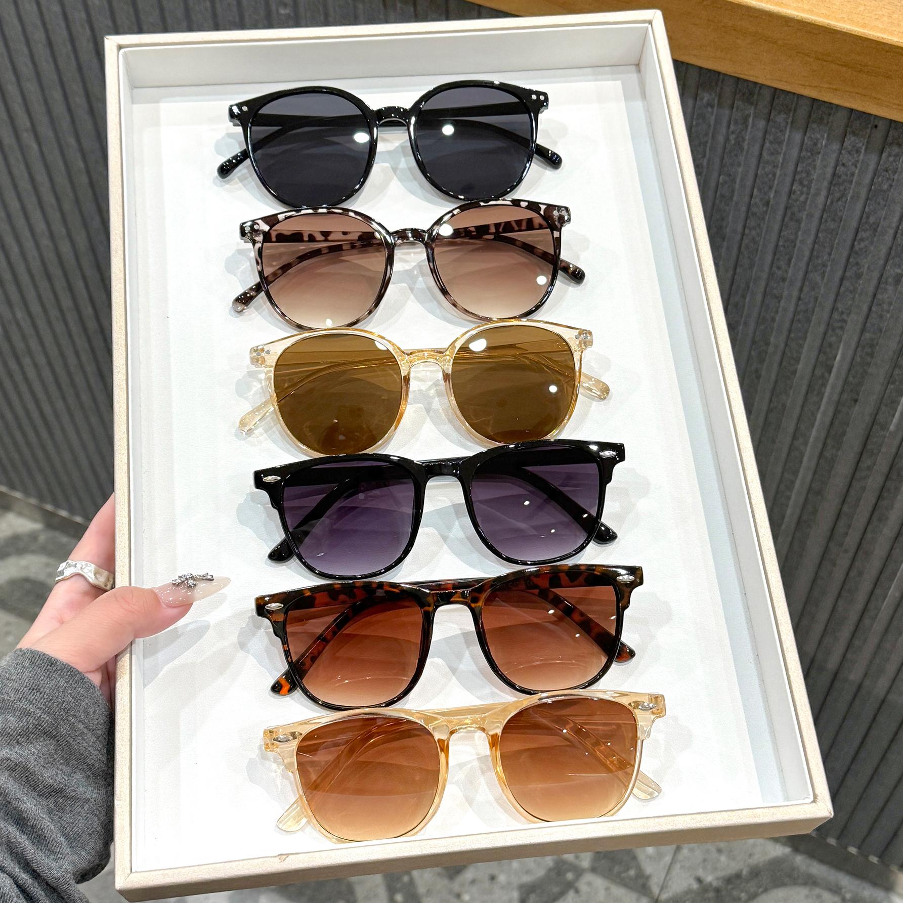 

6Pcs Round Mixed Simple Basic Multi-Color Fashionable Decorative Glasses Set Multi-Color Combination Gift Set