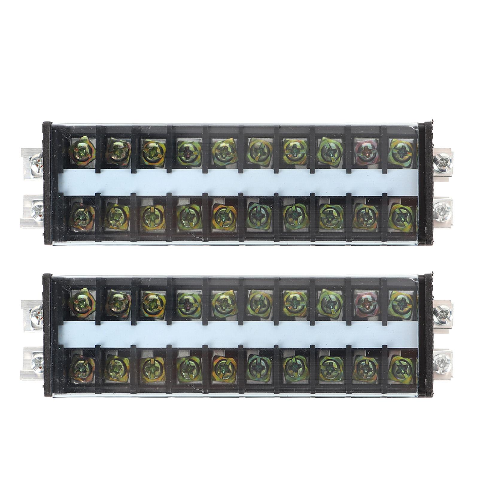 

2pcs Screw Terminal Strip Dual Rows 660V 20A Dustproof Cover Safe Multipurpose Wire Barrier Block