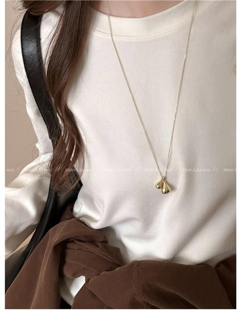 2025 Gold Water Drop Pendant Necklace: Elegant Long Chain for Women