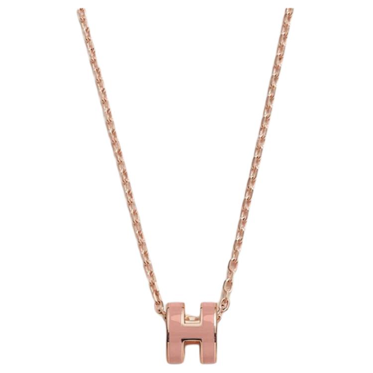 

Hermes Pop H Series Logo Design Necklace Unisex necklace Pink Apricot H147992FOF2 Box+Shopping Bag