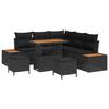 Ensemble de Canapés de Jardin 8 pièces avec Coussins Noir Poly Rotin Acacia, Ensemble de Salle à Manger de Jardin 3 pièces 3362914
