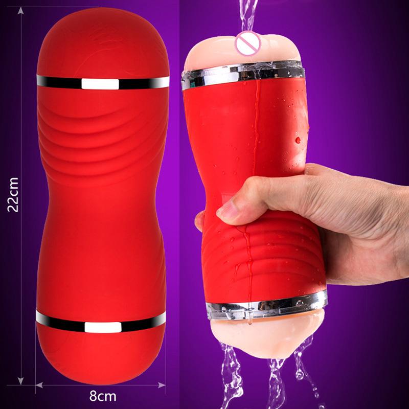 Belt Double Hole Pussy Male Masturbator Oral Vaginal Vibrator Sex Cup Real Sex Toy