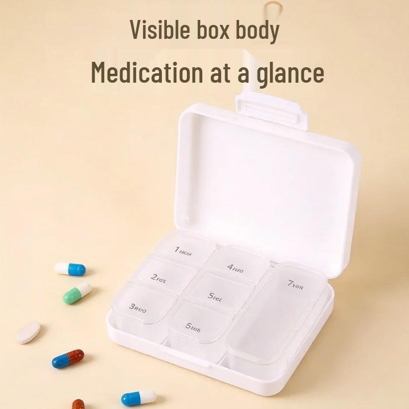 Compact 7-Grid Medicine Box: Sealed Weekly Travel Pill Organizer with 3-Grid Mini Compartment
